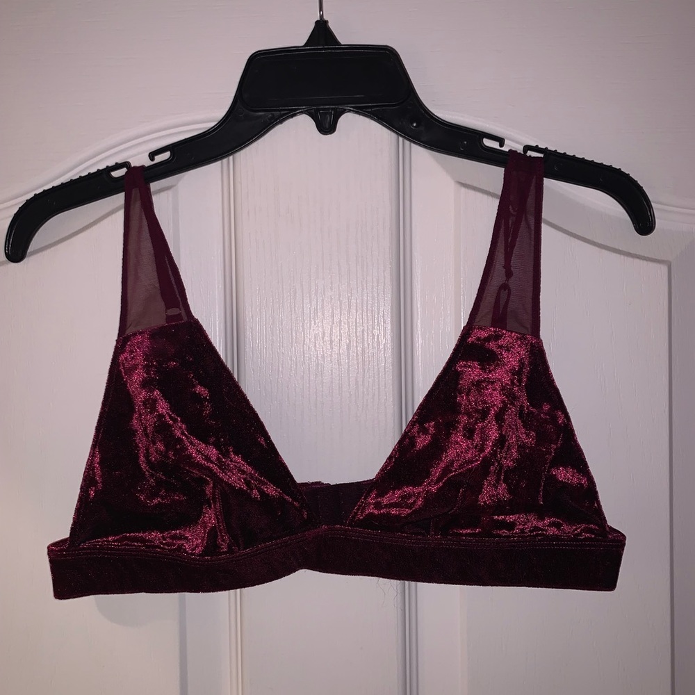 Forever 21 Plum/Burgundy Velvet and Mesh Bralette